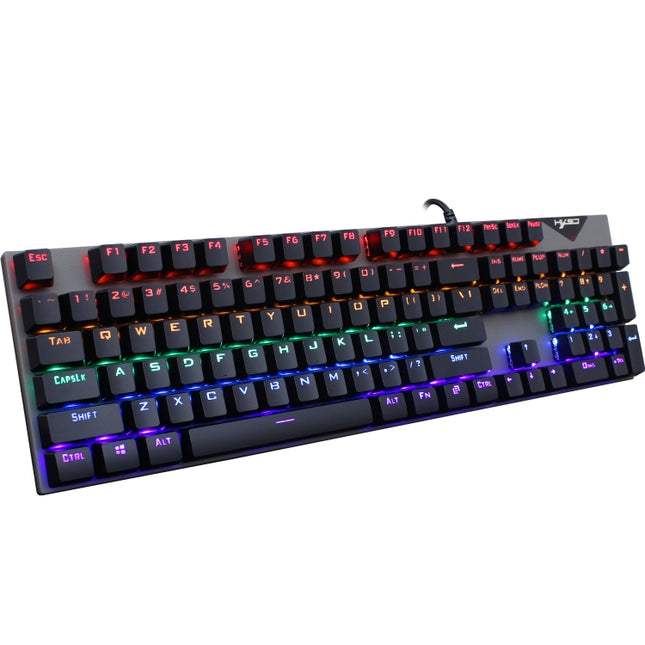 HXSJ L300 104 Keys USB Port LED Lighting Wired Mechanical Keyboard(Black)-garmade.com