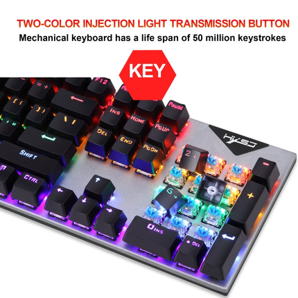 HXSJ L300 104 Keys USB Port LED Lighting Wired Mechanical Keyboard(Black)-garmade.com