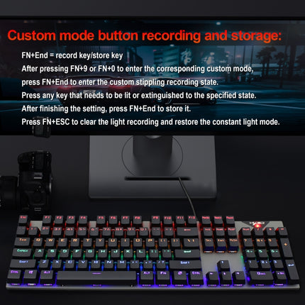 HXSJ L300 104 Keys USB Port LED Lighting Wired Mechanical Keyboard(Black)-garmade.com