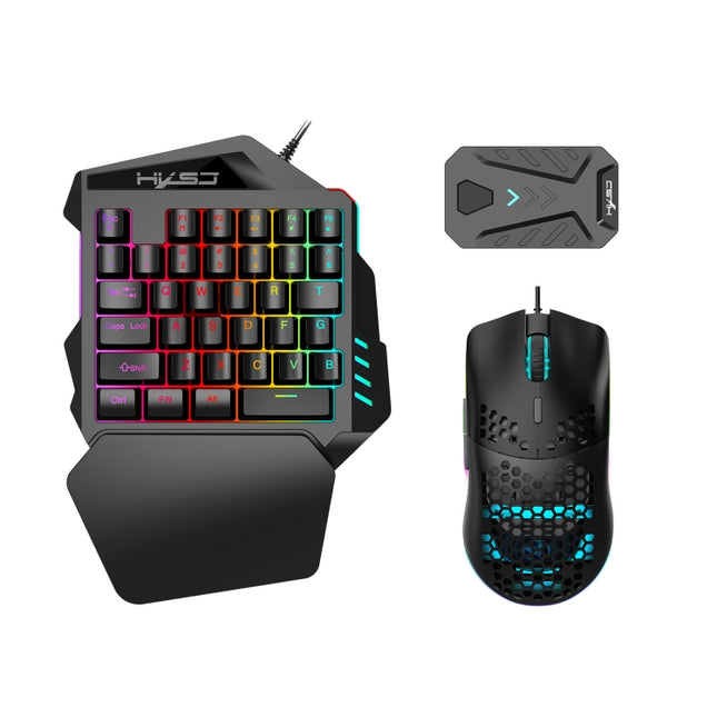 HXSJ V100+A883+P8 One-handed Keyboard + Programming Gaming Mouse + Keyboard Mouse Converter Set-garmade.com