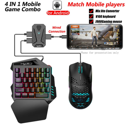 HXSJ V100+A883+P8 One-handed Keyboard + Programming Gaming Mouse + Keyboard Mouse Converter Set-garmade.com