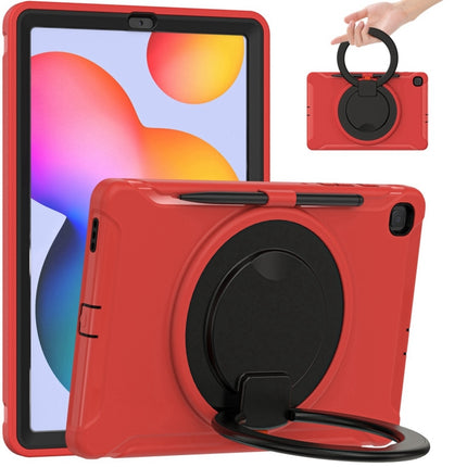 Shockproof TPU + PC Protective Case with 360 Degree Rotation Foldable Handle Grip Holder & Pen Slot For Samsung Galaxy Tab S6 Lite 10.4 inch P610(Red)-garmade.com