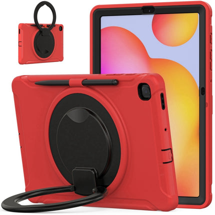 Shockproof TPU + PC Protective Case with 360 Degree Rotation Foldable Handle Grip Holder & Pen Slot For Samsung Galaxy Tab S6 Lite 10.4 inch P610(Red)-garmade.com