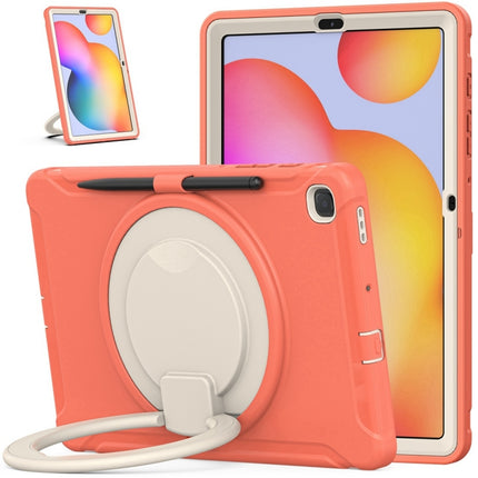 Shockproof TPU + PC Protective Case with 360 Degree Rotation Foldable Handle Grip Holder & Pen Slot For Samsung Galaxy Tab S6 Lite 10.4 inch P610(Living Coral)-garmade.com