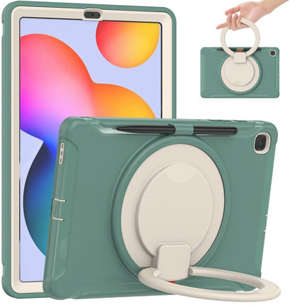 Shockproof TPU + PC Protective Case with 360 Degree Rotation Foldable Handle Grip Holder & Pen Slot For Samsung Galaxy Tab S6 Lite 10.4 inch P610(Emmerald Green)-garmade.com