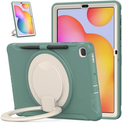 Shockproof TPU + PC Protective Case with 360 Degree Rotation Foldable Handle Grip Holder & Pen Slot For Samsung Galaxy Tab S6 Lite 10.4 inch P610(Emmerald Green)-garmade.com