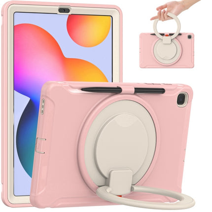 Shockproof TPU + PC Protective Case with 360 Degree Rotation Foldable Handle Grip Holder & Pen Slot For Samsung Galaxy Tab S6 Lite 10.4 inch P610(Cherry Blossoms Pink)-garmade.com
