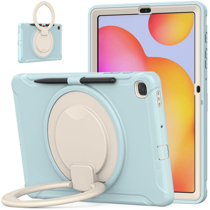Shockproof TPU + PC Protective Case with 360 Degree Rotation Foldable Handle Grip Holder & Pen Slot For Samsung Galaxy Tab S6 Lite 10.4 inch P610(Ice Crystal Blue)-garmade.com
