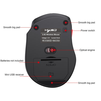 HXSJ T67 2.4G Simple Style Wireless Mouse(Black)-garmade.com