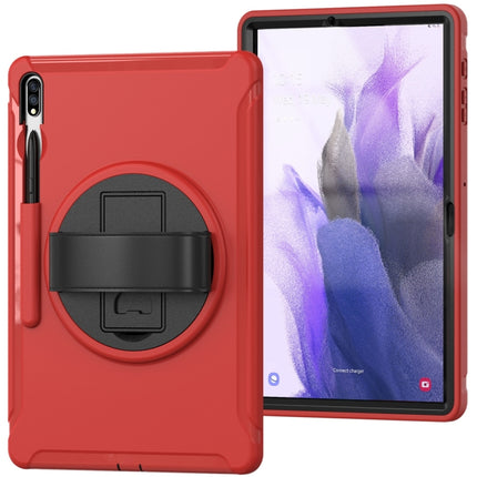 For Samsung Galaxy Tab S7 FE 12.4 inch T730 360 Degree Rotation PC+TPU Protective Cover with Holder & Hand Strap(Red)-garmade.com