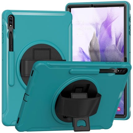 For Samsung Galaxy Tab S7 FE 12.4 inch T730 360 Degree Rotation PC+TPU Protective Cover with Holder & Hand Strap(Light Blue)-garmade.com