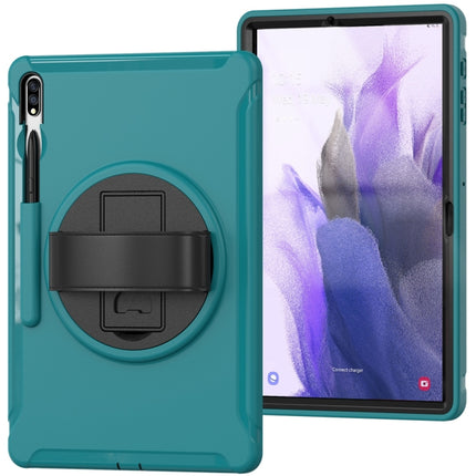 For Samsung Galaxy Tab S7 FE 12.4 inch T730 360 Degree Rotation PC+TPU Protective Cover with Holder & Hand Strap(Light Blue)-garmade.com