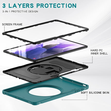 For Samsung Galaxy Tab S7 FE 12.4 inch T730 360 Degree Rotation PC+TPU Protective Cover with Holder & Hand Strap(Light Blue)-garmade.com