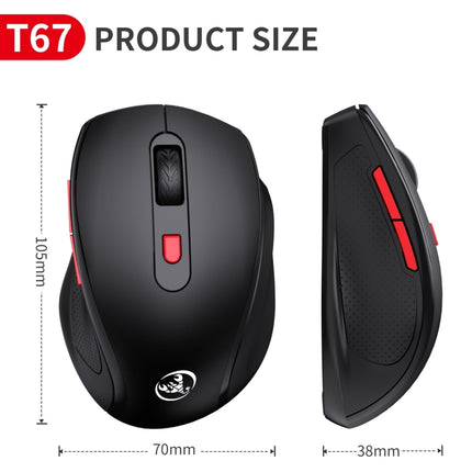 HXSJ T67 Bluetooth 3.0+5.0 Simple Style Mute Wireless Mouse(Black)-garmade.com