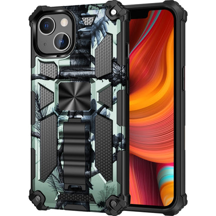 Camouflage Armor Shockproof TPU + PC Magnetic Protective Case with Holder For iPhone 13 mini(Light Green)-garmade.com