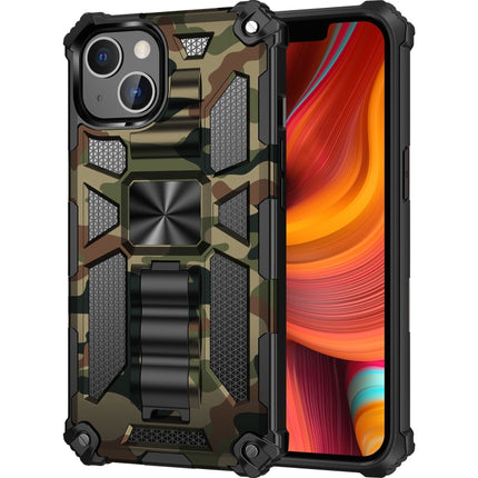 Camouflage Armor Shockproof TPU + PC Magnetic Protective Case with Holder For iPhone 13 mini(Army Green)-garmade.com