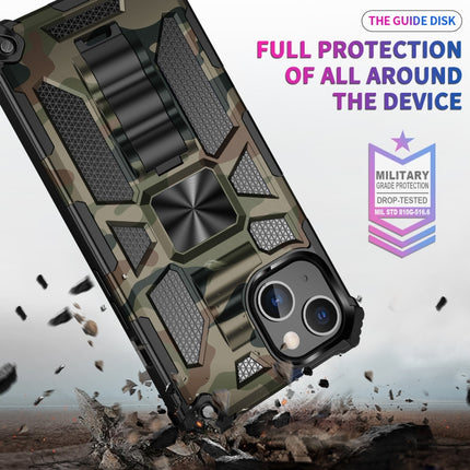 Camouflage Armor Shockproof TPU + PC Magnetic Protective Case with Holder For iPhone 13 mini(Army Green)-garmade.com