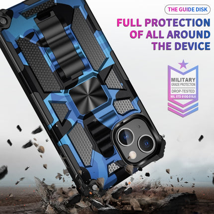 Camouflage Armor Shockproof TPU + PC Magnetic Protective Case with Holder For iPhone 13 mini(Blue)-garmade.com