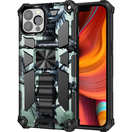 Camouflage Armor Shockproof TPU + PC Magnetic Protective Case with Holder For iPhone 13 Pro(Light Green)-garmade.com