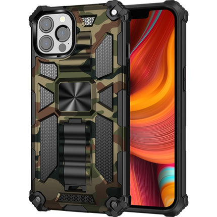 Camouflage Armor Shockproof TPU + PC Magnetic Protective Case with Holder For iPhone 13 Pro(Army Green)-garmade.com