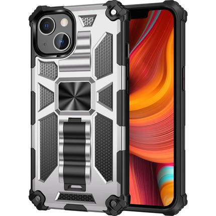 Armor Shockproof TPU + PC Magnetic Protective Case with Holder For iPhone 13 mini(Silver)-garmade.com