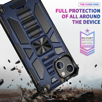 Armor Shockproof TPU + PC Magnetic Protective Case with Holder For iPhone 13 mini(Silver)-garmade.com