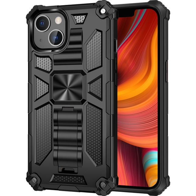Armor Shockproof TPU + PC Magnetic Protective Case with Holder For iPhone 13 Pro(Black)-garmade.com