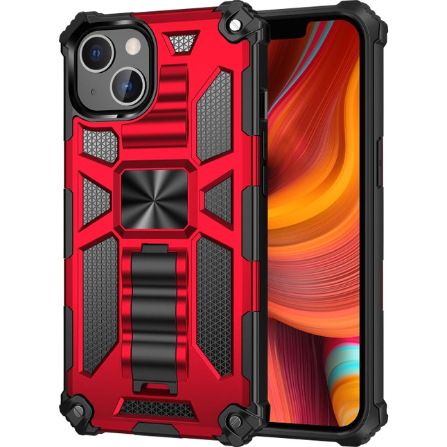 Armor Shockproof TPU + PC Magnetic Protective Case with Holder For iPhone 13 Pro(Red)-garmade.com