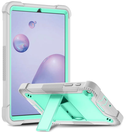 For Samsung Galaxy Tab A 8.4(2020) Silicone + PC Shockproof Protective Case with Holder(Gray + Green)-garmade.com