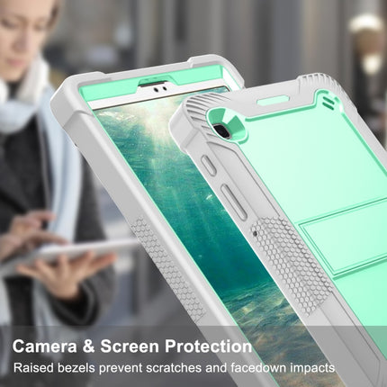 For Samsung Galaxy Tab A7 Lite T225/T220 Silicone + PC Shockproof Protective Case with Holder(Gray + Green)-garmade.com