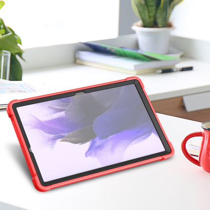 For Samsung Galaxy Tab S7 FE Silicone + PC Shockproof Protective Case with Holder(Red + Black)-garmade.com