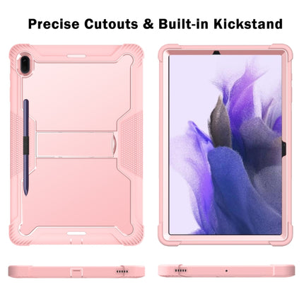 For Samsung Galaxy Tab S7 FE Silicone + PC Shockproof Protective Case with Holder(Rose Gold)-garmade.com