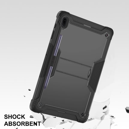 For Samsung Galaxy Tab S7 FE Silicone + PC Shockproof Protective Case with Holder(Black)-garmade.com
