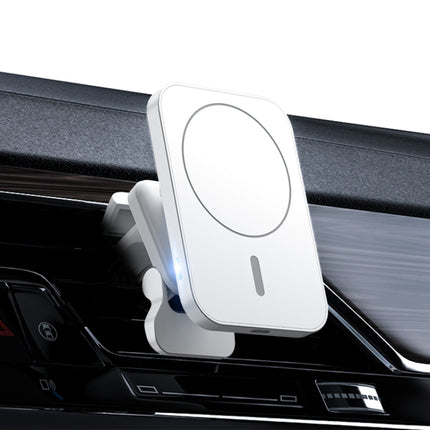 adj-987 15W Magsafe Magnetic Car Air Outlet Wireless Charger with LED Indicator(White)-garmade.com