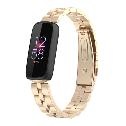 For Fitbit Luxe Special Edition Three-beads Stainless Steel Flat Buckle Replacement Strap Watchband(Gold)-garmade.com