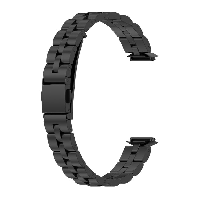 For Fitbit Luxe Special Edition Three-beads Stainless Steel Flat Buckle Replacement Strap Watchband(Black)-garmade.com