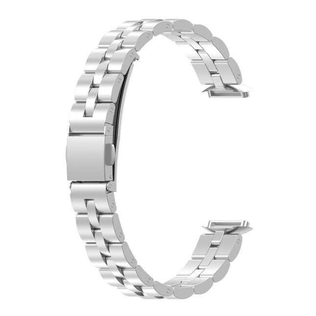 For Fitbit Luxe Special Edition Three-beads Stainless Steel Flat Buckle Replacement Strap Watchband(Silver)-garmade.com