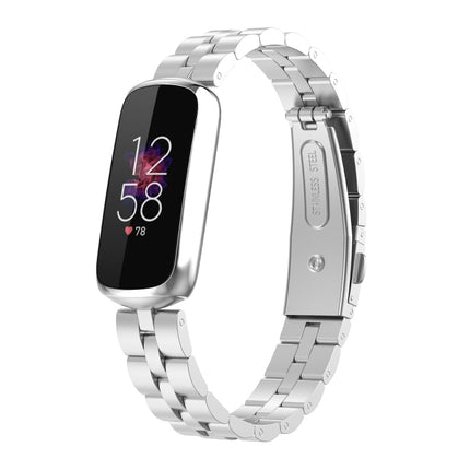 For Fitbit Luxe Special Edition Three-beads Stainless Steel Flat Buckle Replacement Strap Watchband(Silver)-garmade.com