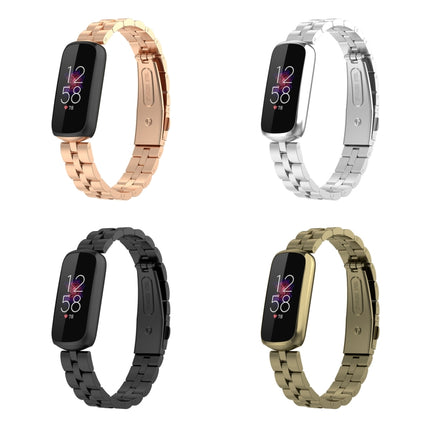 For Fitbit Luxe Special Edition Three-beads Stainless Steel Flat Buckle Replacement Strap Watchband(Black)-garmade.com