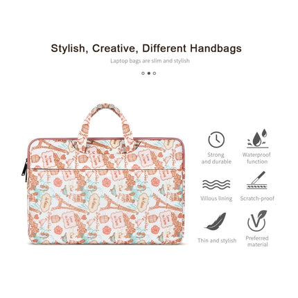 ST01DZ Lightweight Canvas Printed Laptop Bag, Size:14.1-15.4 inch(Flower Pink)-garmade.com