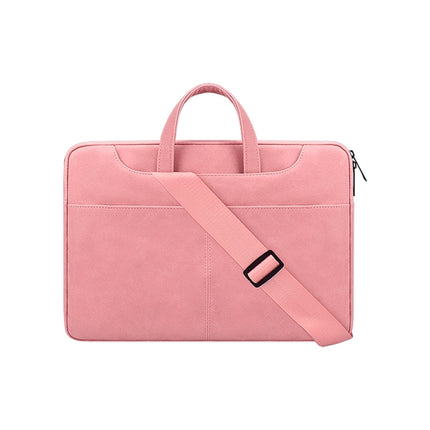 ST06SDJ Frosted PU Business Laptop Bag with Detachable Shoulder Strap, Size:13.3 inch(Pink)-garmade.com