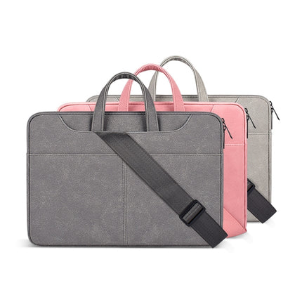 ST06SDJ Frosted PU Business Laptop Bag with Detachable Shoulder Strap, Size:13.3 inch(Dark Gray)-garmade.com