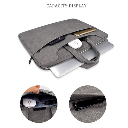ST06SDJ Frosted PU Business Laptop Bag with Detachable Shoulder Strap, Size:13.3 inch(Light Gray)-garmade.com
