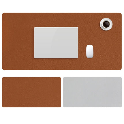 ZD02 Double-sided PU Mouse Pad Table Mat, Size: 100 x 44cm(Cowhide Yellow+Gray)-garmade.com