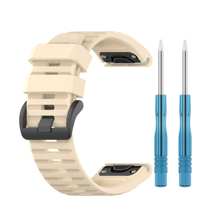 For Garmin Fenix 6 22mm Smart Watch Quick Release Silicon Wrist Strap Watchband(Beige)-garmade.com