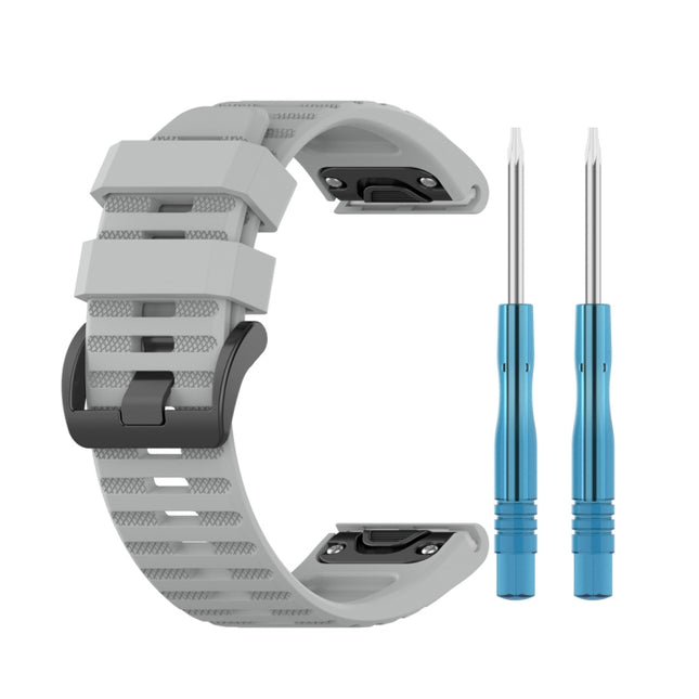 For Garmin Fenix 6 22mm Smart Watch Quick Release Silicon Wrist Strap Watchband(Grey)-garmade.com