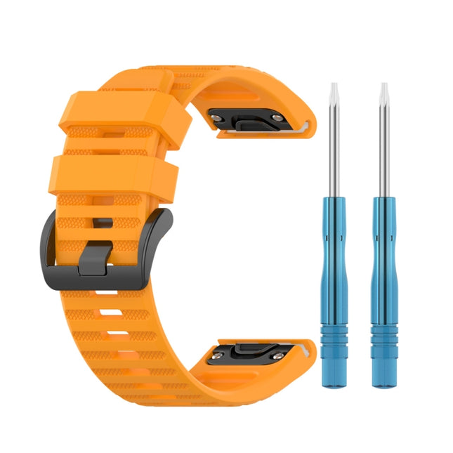 For Garmin Fenix 6 22mm Smart Watch Quick Release Silicon Wrist Strap Watchband(Yellow)-garmade.com