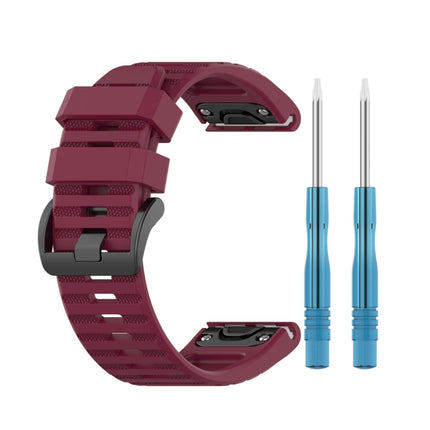 For Garmin Fenix 6 22mm Smart Watch Quick Release Silicon Wrist Strap Watchband(Wine Red)-garmade.com