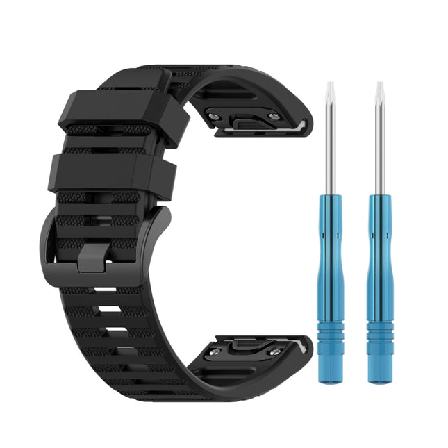 For Garmin Fenix 6 22mm Smart Watch Quick Release Silicon Wrist Strap Watchband(Black)-garmade.com
