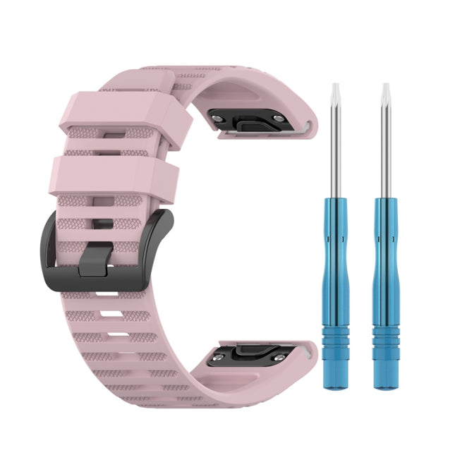 For Garmin Fenix 6 22mm Smart Watch Quick Release Silicon Wrist Strap Watchband(Rose Pink)-garmade.com